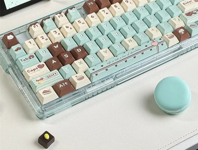 SOA Mint Chocolate Mechanical Keyboard Keycaps – 152 Keys PBT Dye Sublimation Custom Keycap Set for 61–108 Mechanical Keyboards