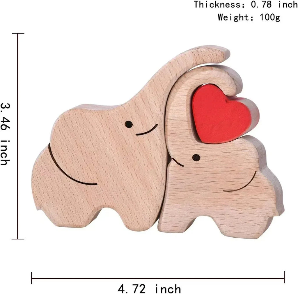 Big & Small Elephant Family Wooden Puzzle Decor