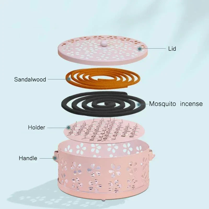 Metal Mosquito Coil Holder Tray with Handle, Outdoor Incense Burner