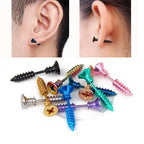 Realistic Screw Industrial Steel Earrings