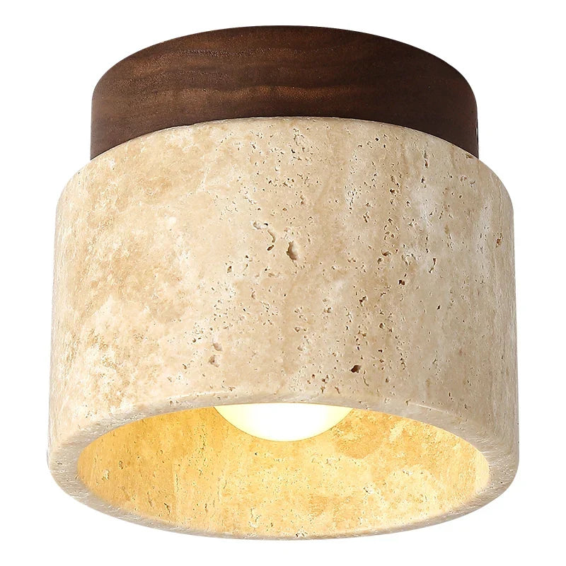 Monolith Stone Wood Surface-Mounted Ceiling Light