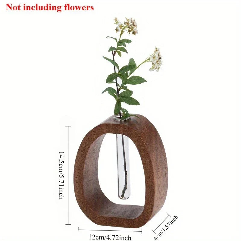 Oval Wood Frame Single Stem Vase