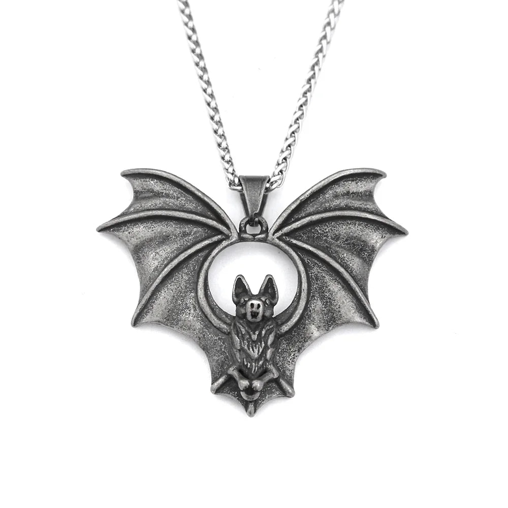 Gothic Night Bat Pendant Necklace