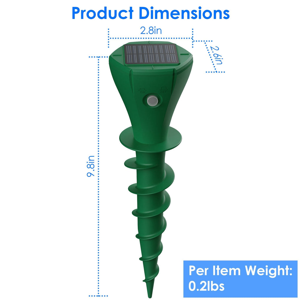 8-Pack Solar Mole Repellent Stakes – Waterproof Vibration