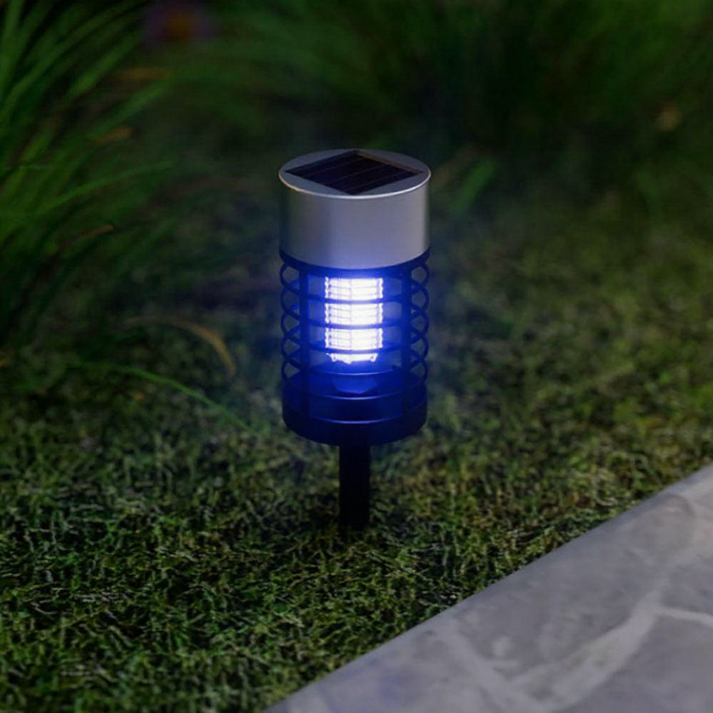 Solar Powered 2 in 1 LED Mosquito Zapper Light -  Waterproof Outdoor Patio Garden Lighting