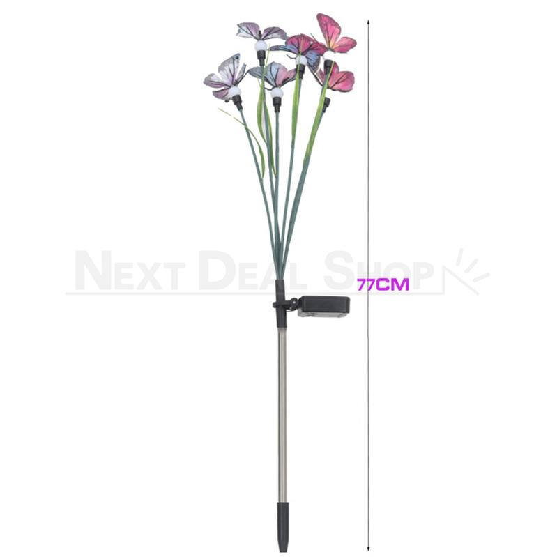 Solar Powered Butterfly Warm White LED Garden Stake Light - Weatherproof Outdoor Lawn Pathway Garden Lighting
