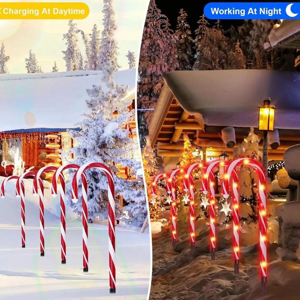 Solar Powered Christmas Candy Cane Stake Lights - 5 Candy Canes,Weatherproof Yard Lawn Flower Bed Patio Outdoor Xmas Holiday Decor Lighting