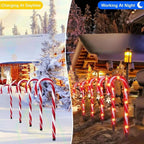 Solar Powered Christmas Candy Cane Stake Lights - 5 Candy Canes,Weatherproof Yard Lawn Flower Bed Patio Outdoor Xmas Holiday Decor Lighting
