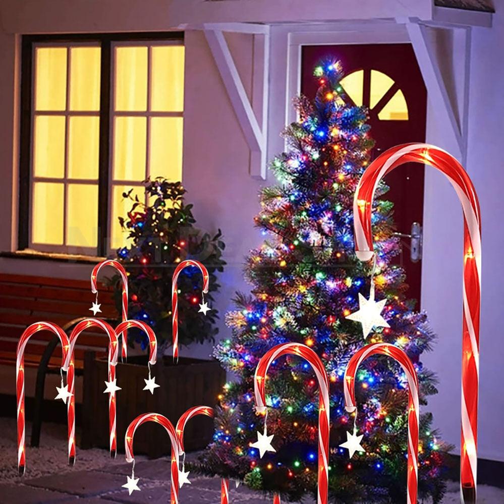 Solar Powered Christmas Candy Cane Stake Lights - 5 Candy Canes,Weatherproof Yard Lawn Flower Bed Patio Outdoor Xmas Holiday Decor Lighting