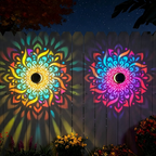 Solar Powered Color-Changing Mandala Pattern Wall Light - Waterproof Patio Fence Lighting