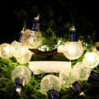 Solar Powered Crystal Globe Warm White LED String Lights - 12.5 ft, 10 LED, Outdoor Home Holiday Garden Party Decor Lighting