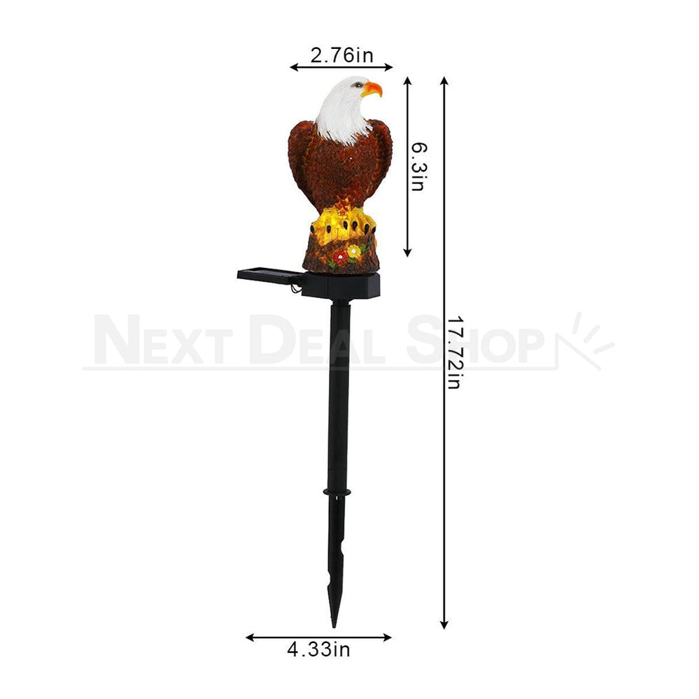 Solar Powered Eagle Warm White LED Garden Stake Light - Weatherproof Outdoor Lawn Pathway Garden Lighting