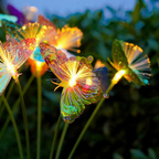 Solar Powered Fiber Optic Warm White LED Butterfly Stake Lights - Waterproof Outdoor Lawn Patio Garden Lighting