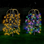 Solar Powered Firecracker LED Stake Lights - Weatherproof Outdoor Lawn Pathway Garden Lighting