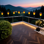 Solar Powered Flickering Flame Effect Zip Tie Mount Torch Light  -  Weatherproof Fence Lighting