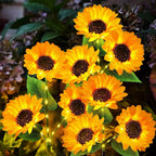 Solar Powered High-Efficiency Warm White LED Sunflower Stake Lights - Waterproof Flower Bed Pathway Lighting