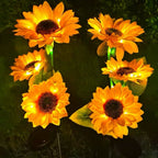 Solar Powered High-Efficiency Warm White LED Sunflower Stake Lights - Waterproof Flower Bed Pathway Lighting