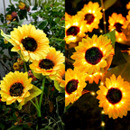 Solar Powered High-Efficiency Warm White LED Sunflower Stake Lights - Waterproof Flower Bed Pathway Lighting