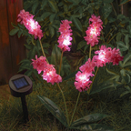 Solar Powered LED Hyacinth 3 Piece Stake Set - Weatherproof Yard Garden Flower Bed Outdoor Decor Lighting
