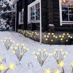 Solar Powered LED Snowflake Garden Stake Light - Weatherproof Yard Lawn Flower Bed Patio Outdoor Holiday Decor Lighting