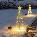 Solar Powered LED Spiral Christmas Tree Light with Star - 1.96ft, Home Yard Garden Pathway Outdoor Holiday Decor Lighting