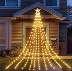 Solar Powered LED Star Waterfall Light - Weatherproof Yard Garden Patio Backyard Outdoor Holiday Party Decor Lighting
