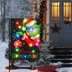 Solar Powered Light-Up Naughty Christmas Garden Flag - LED Holiday Yard & Lawn Decor