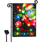 Solar Powered Light-Up Naughty Christmas Garden Flag - LED Holiday Yard & Lawn Decor
