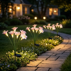 Solar Powered Lily Flower Garden Stake Light - Outdoor Pathway Yard Lawn Patio Flower Bed Decor