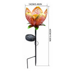 Solar Powered Metal Flower Warm White LED Stake Light - Weatherproof Outdoor Lawn Pathway Garden Lighting