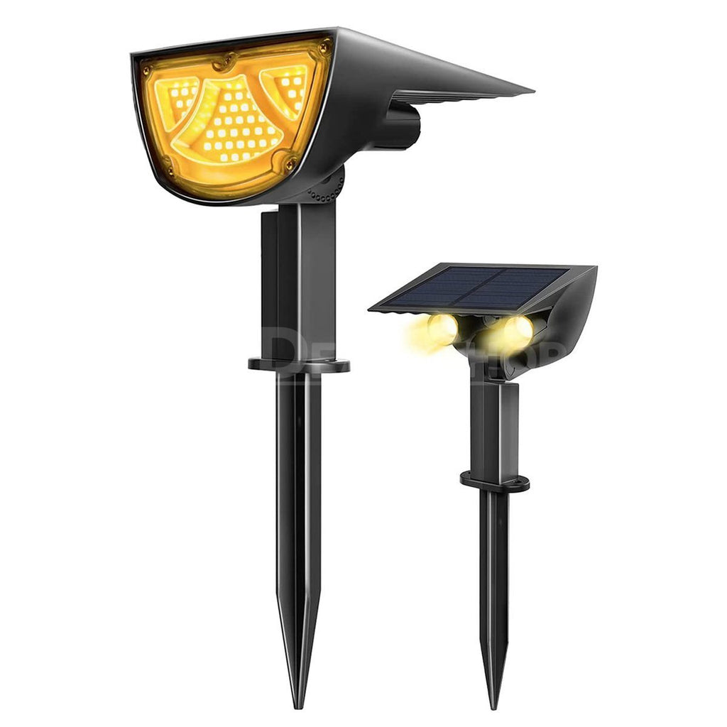 Solar Powered Motion Sensor Dual Spotlights - Weatherproof Outdoor Patio Garden Lighting