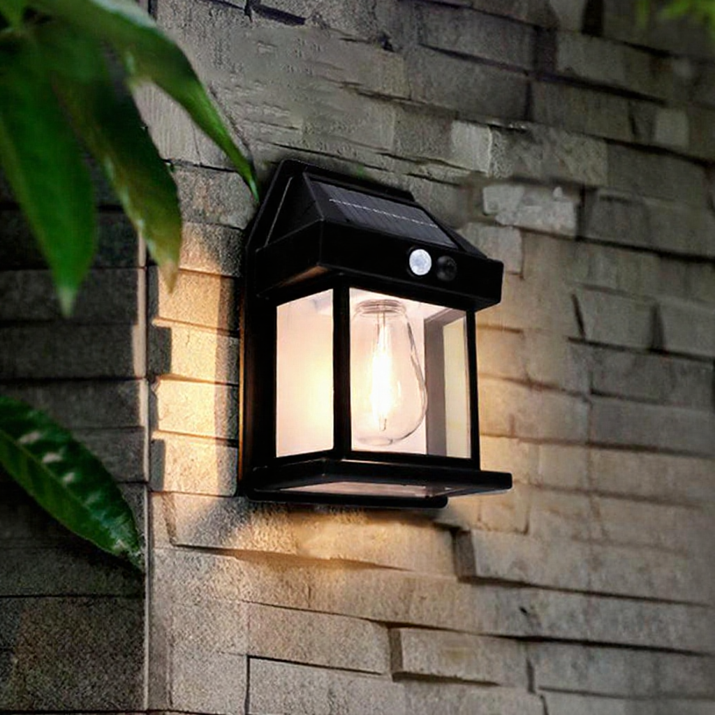 Solar Powered Motion Sensor LED Wall Light - Weatherproof Outdoor Patio Exterior Lighting