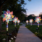 Solar Powered Multicolor LED Pinwheel Garden Stake Light - Waterproof Yard Lighting