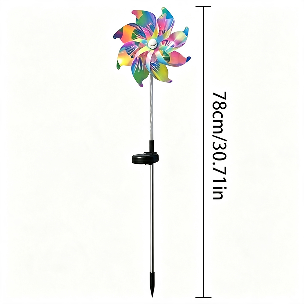 Solar Powered Multicolor LED Pinwheel Garden Stake Light - Waterproof Yard Lighting