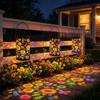Solar Powered Multicolor LED Sunflower Metal Lantern  -  Weatherproof Patio & Deck Lighting