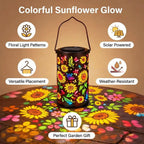 Solar Powered Multicolor LED Sunflower Metal Lantern  -  Weatherproof Patio & Deck Lighting