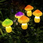 Solar Powered Mushroom LED Stake Lights - Weatherproof Outdoor Lawn Pathway Garden Lighting