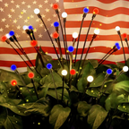 Solar Powered Patriotic LED Firefly Stake Lights -  Waterproof Outdoor Lawn Patio Garden Lighting