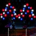 Solar Powered Patriotic Red-White-Blue LED Star Stake Lights - Weatherproof Lawn & Pathway Lighting