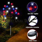 Solar Powered Patriotic Red-White-Blue LED Star Stake Lights - Weatherproof Lawn & Pathway Lighting