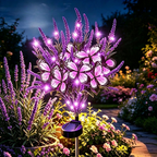 Solar Powered Purple LED Butterfly Lavender Stake Light - Weatherproof Garden Pathway & Lawn Lighting