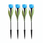 Solar Powered Tulip Flower Garden Stake Light - 4 Pcs, Weatherproof Yard Lawn Flower Bed Patio Outdoor Decor Lighting