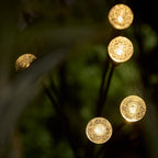 Solar Powered Warm White LED Crystal Bubble Firefly Stake Lights - Weatherproof Lawn & Pathway Lighting