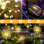 Solar Powered Warm White LED Dandelion Firework Stake Light - Weatherproof Outdoor Lawn Pathway Garden Lighting