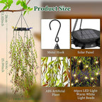 Solar Powered Warm White LED Dangling Bamboo Leaf Lights - Weatherproof Patio Lighting