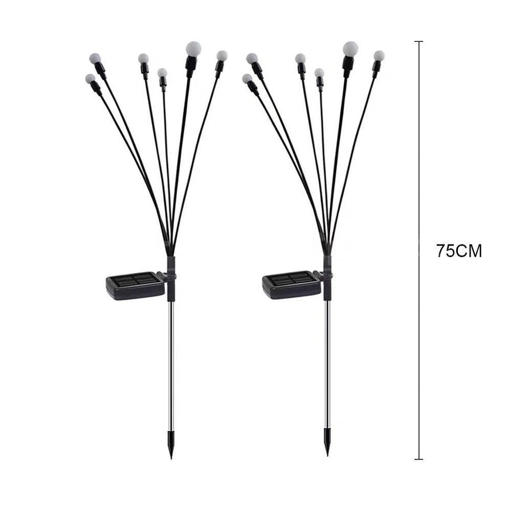 Solar Powered Warm White LED Firefly Stake Light - 2 Pack, Weatherproof Outdoor Lawn Pathway Garden Lighting