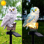 Solar Powered Warm White LED Owl Stake Light - Waterproof Outdoor Flower Bed Lawn Yard Garden Lighting