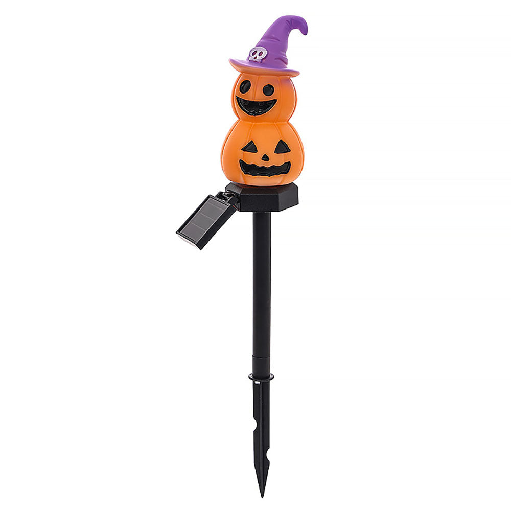 Solar Powered Warm White LED Pumpkin Witch Garden Stake Light - Weatherproof Halloween Pathway & Yard Lighting