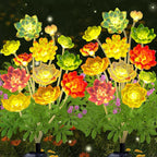 Solar Powered Warm White LED Succulent Stake Light - 2 Pack, Weatherproof Outdoor Lawn Pathway Garden Lighting
