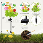 Solar Powered Warm White LED Succulent Stake Light - 2 Pack, Weatherproof Outdoor Lawn Pathway Garden Lighting